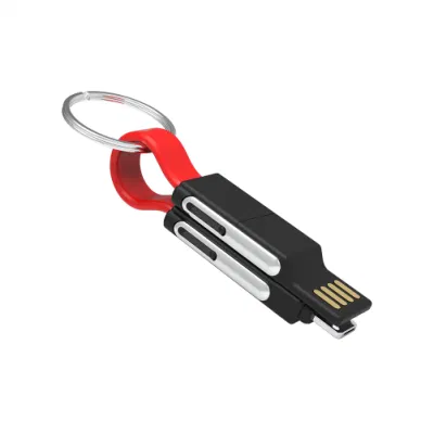 다기능 3 in 1 USB 키체인 날짜 케이블, 자기 키체인 날짜 케이블, 평면 USB 충전 케이블, 프로모션 선물 충전 케이블