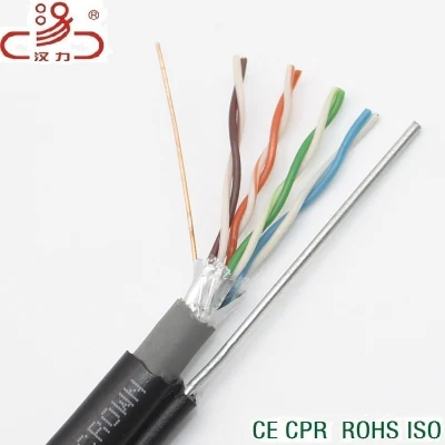 24AWG 도체 LAN 케이블 8 코어 실외 드롭 와이어 케이블