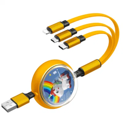맞춤형 패턴을 갖춘 접이식 3 in 1 고속 충전 USB 케이블